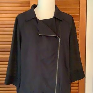 BB Dakota Black Zippered Jacket with Sheer Sleeves